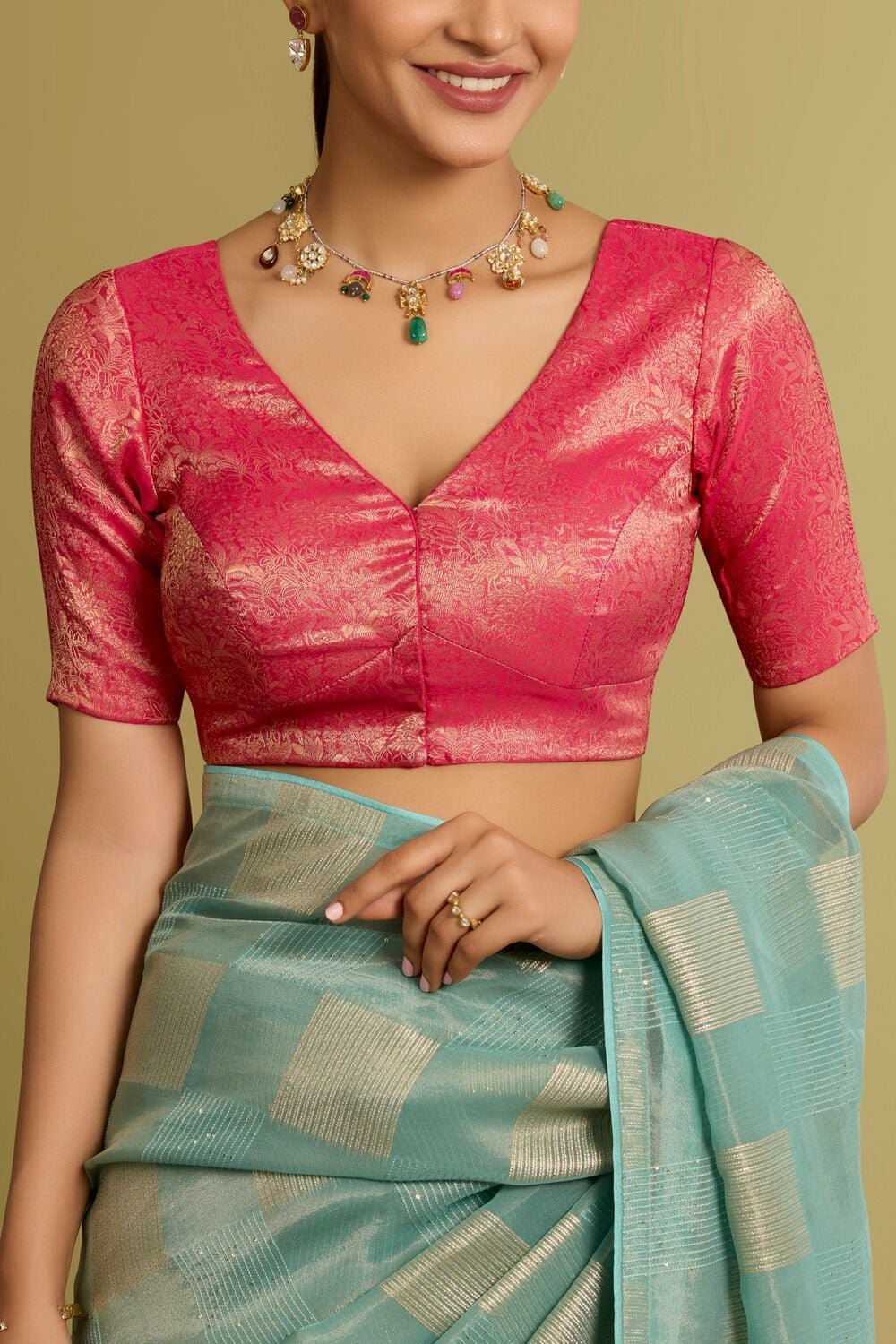 Emerald Zari Heavy Velvet Blouse