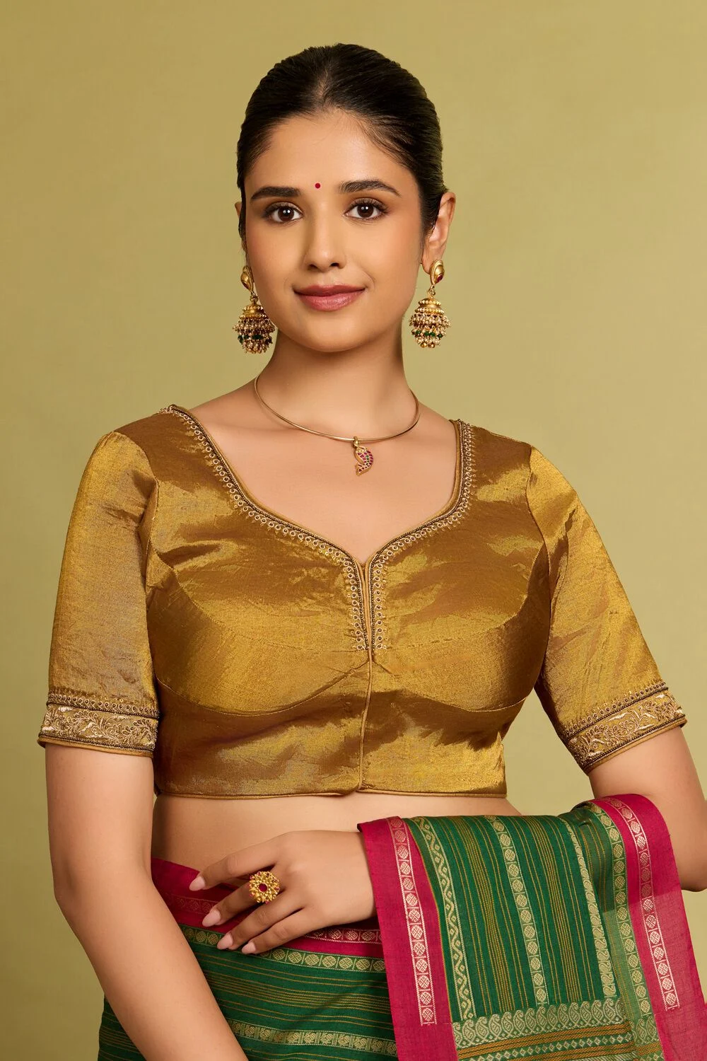 Ivory Pearl Hand-Stitched Silk Blouse